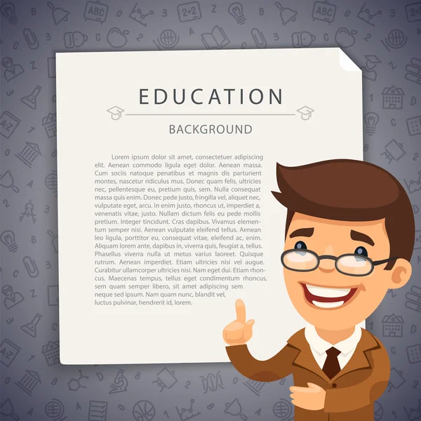 Educación Gris fondo con el profesor — Vector de stock