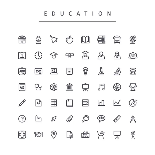 Education Stroke Icons Set — Stock Vector