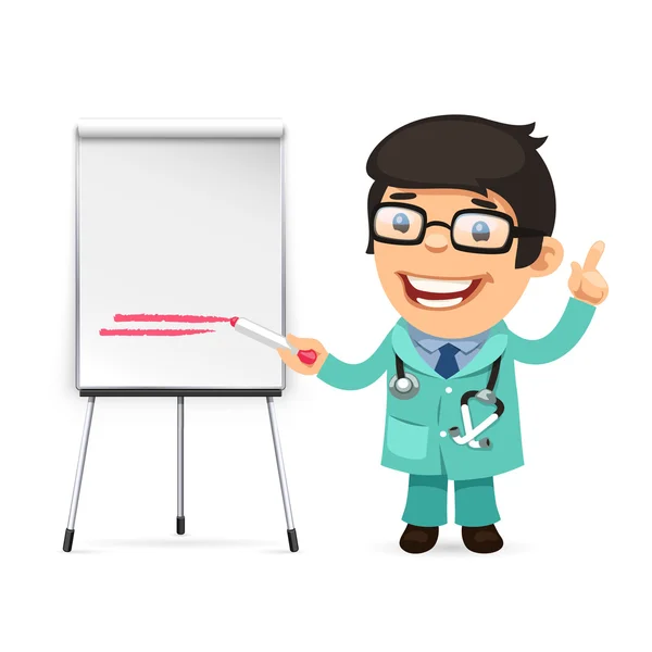 Doctor With Marker in Front of the Flipchart — Stockvector