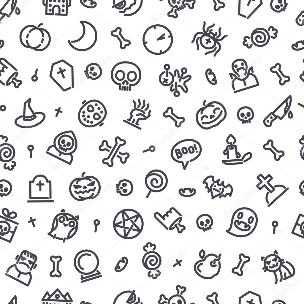 Halloween Seamless Pattern With Icons
