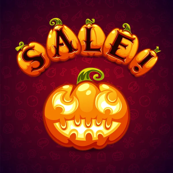Bannière de vente de citrouille Halloween — Image vectorielle