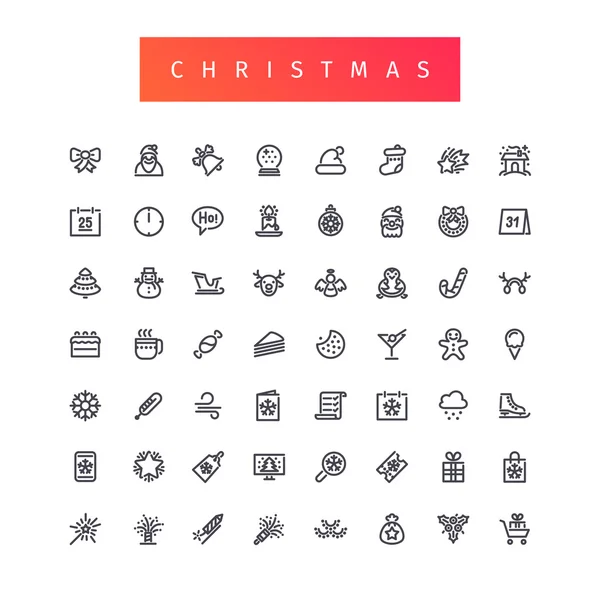 Conjunto de iconos de esquema de Navidad — Vector de stock