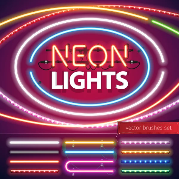 Set de decoración de luces de neón — Vector de stock