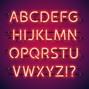 Parlak Neon Bar alfabesi