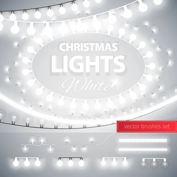 Bílý vánoční světla dekorace Set — Stockový vektor
