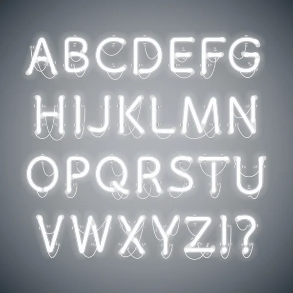Alphabet Néon Brillant Blanc — Image vectorielle