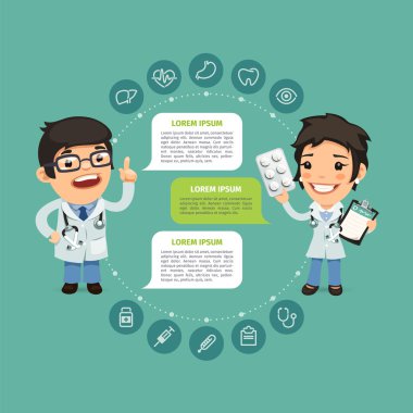 Doktor Infographic simgelerle konuşan