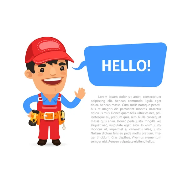 Builder Saying Hello Poster — Stock Vector