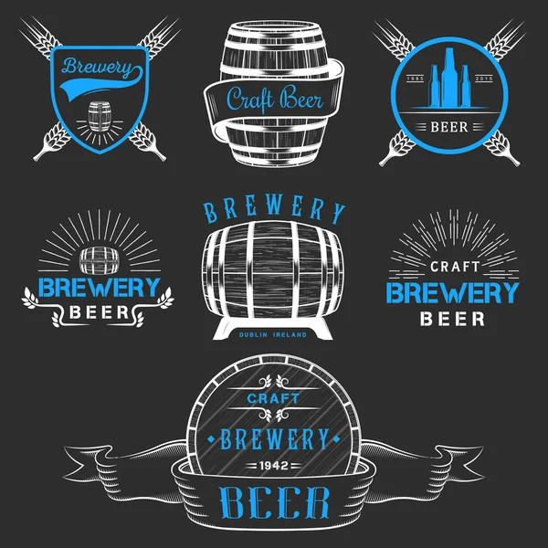 Vintage Craft Beer Brewery Logo and Badge — Διανυσματικό Αρχείο