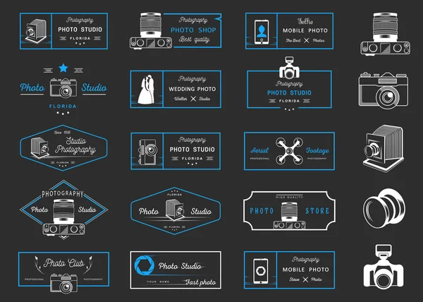 Uppsättning vektor foto logotyper och märken — Stock vektor