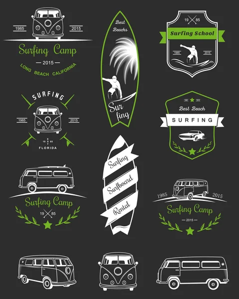 Vector Badges and Logos Surfing - Stok Vektor