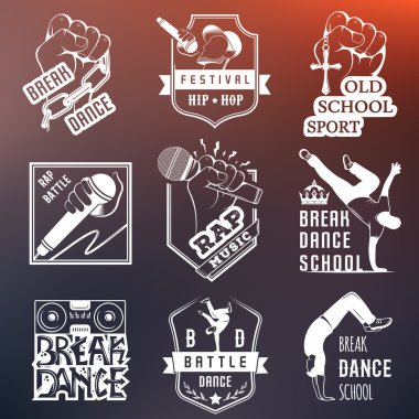 Vektör kümesi rozetleri, logo ve işareti Break dans