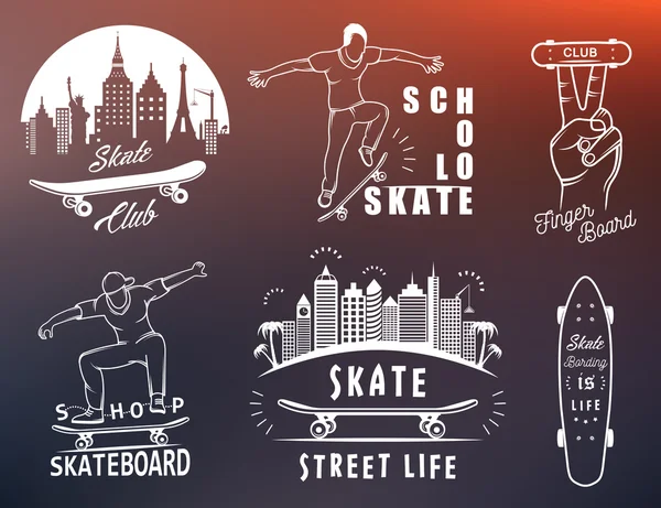 Vektör Retro kaykay Logo ve rozet ayarla