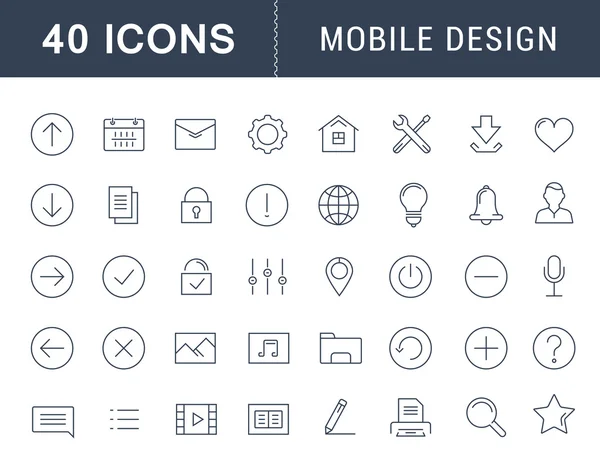 Set Vector Flat Line Iconos Diseño Móvil — Archivo Imágenes Vectoriales