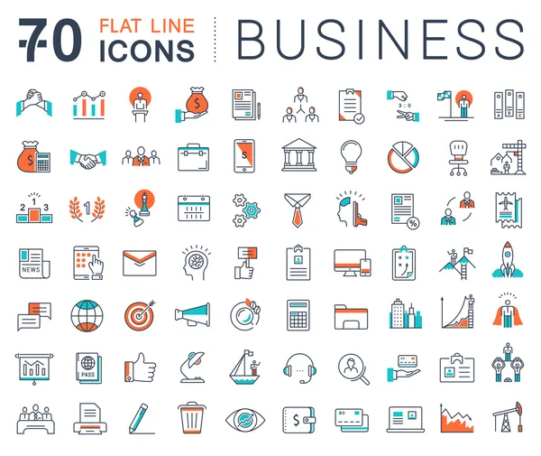 Set Vector Flat Line Icons Business — Stock Vector