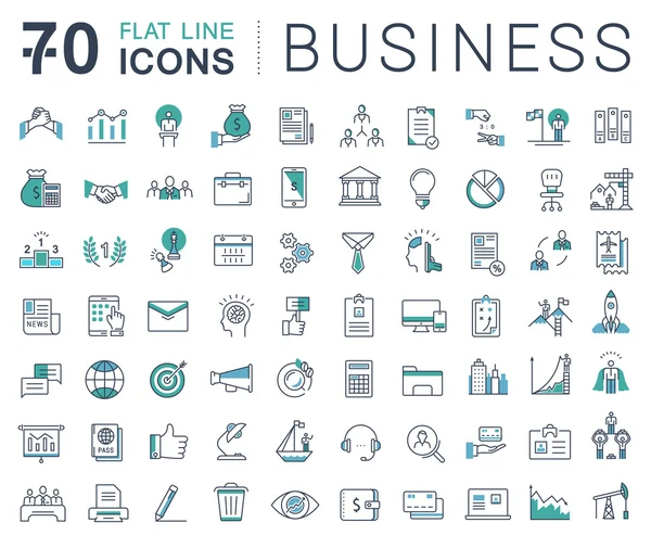 Set Vector Línea Plana Iconos Negocio — Vector de stock