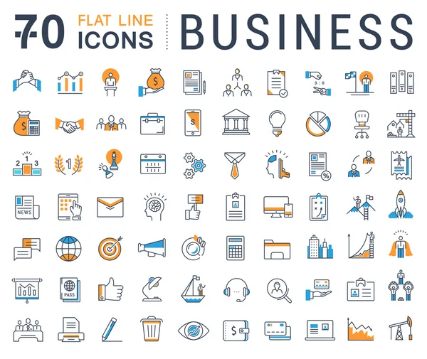 Set Vector Flat Line Icons Business — Stock Vector