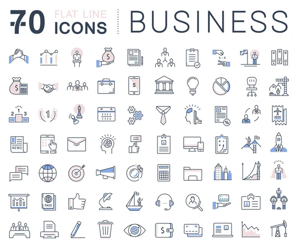 Set Vector Flat Line Icons Business — Stock Vector