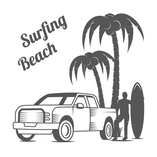 Vettore Vintage Surf Car — Vettoriale Stock