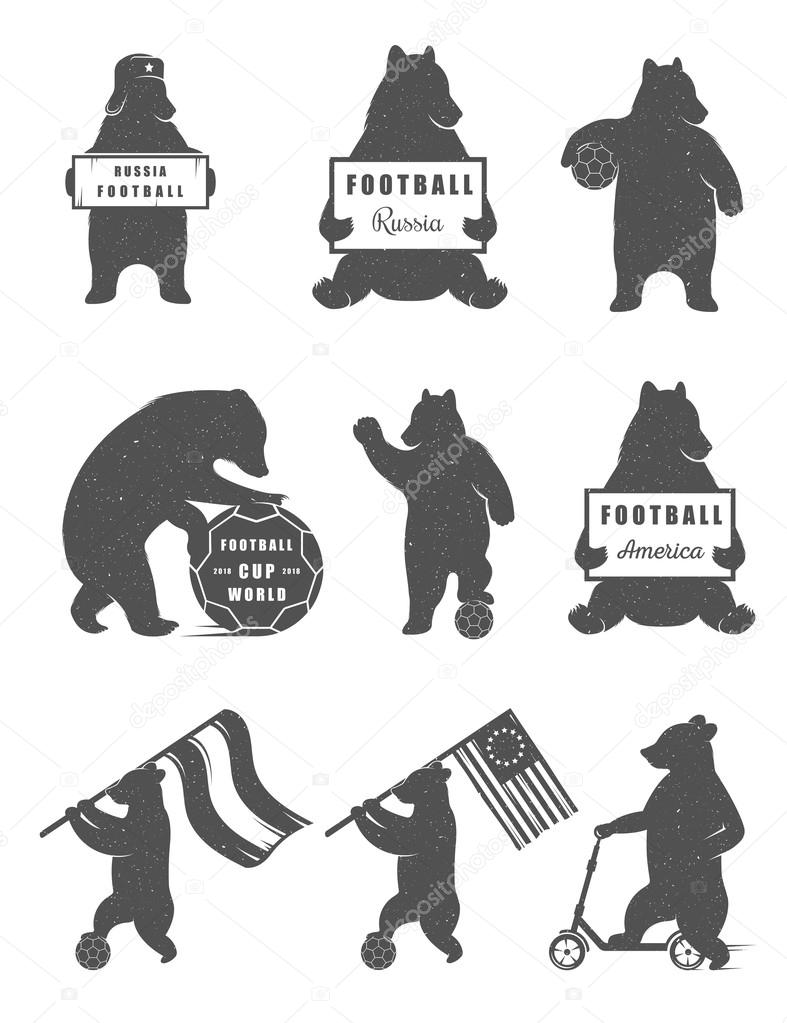 Vector Illustration Bear Football on a white background. Bear Symbol Can be used for T-shirts print, labels, badges, stickers, logotypes vector illustration