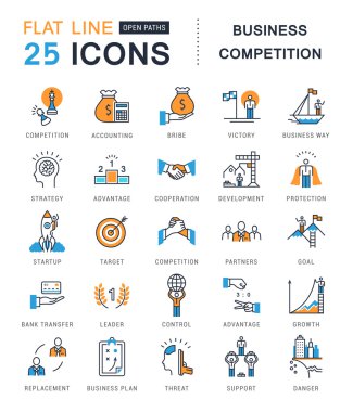 Vektör düz çizgi Icons set