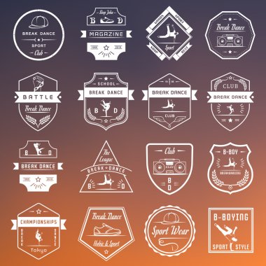 Vector Set of Badges, Logos and Sign Break Dance clipart