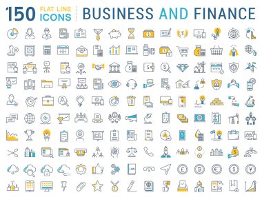 Vektör düz çizgi Icons Set iş ve Finans