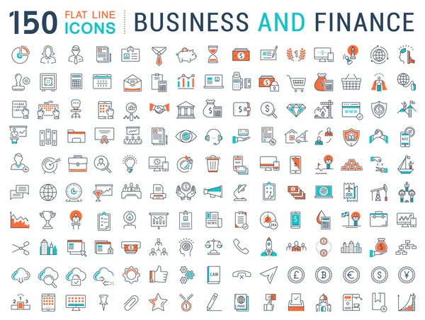 Set Vector Flat Line Iconos Negocios y Finanzas — Archivo Imágenes Vectoriales