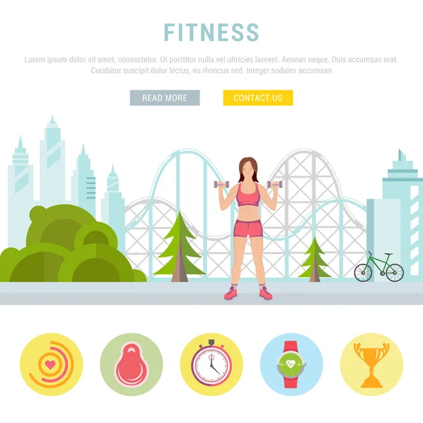 Web Banner Fitness ou halterofilismo — Vetor de Stock