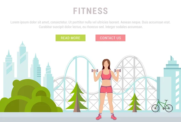 Web Banner Fitness ou halterofilismo — Vetor de Stock