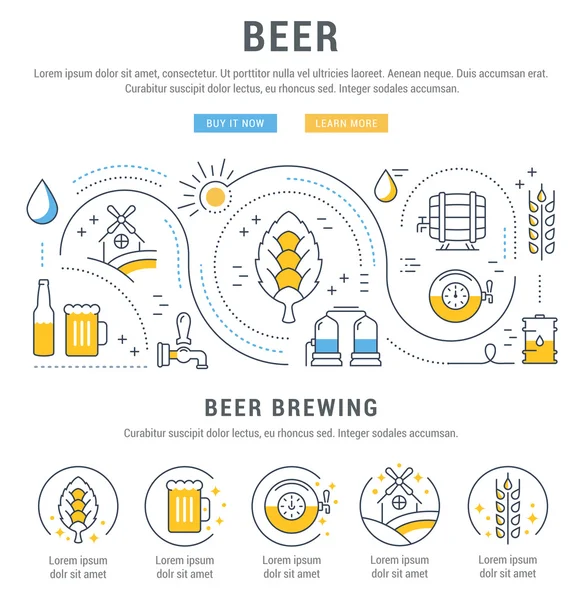 Banner web birra — Vettoriale Stock