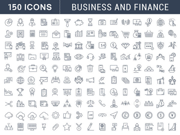 Набор векторных иконок для бизнеса и финансов
