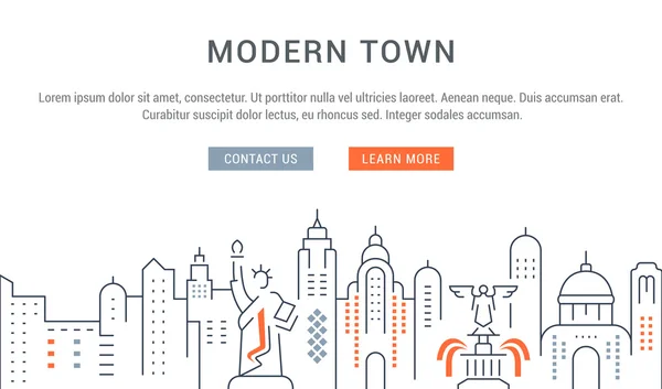 Site Banner and Landing Page Cidade Moderna — Vetor de Stock