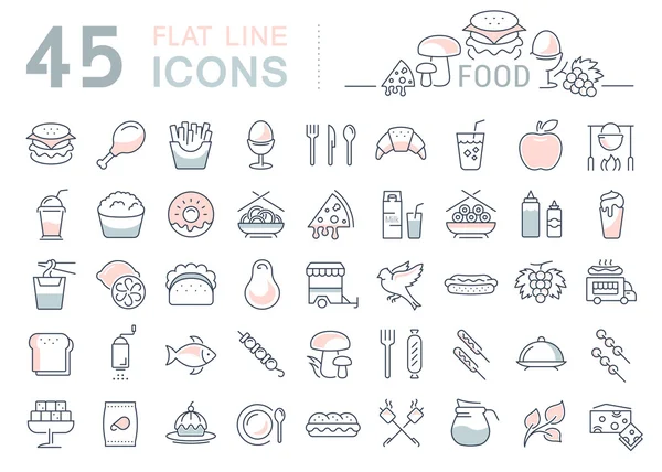 Set Line Iconos Alimentos — Vector de stock