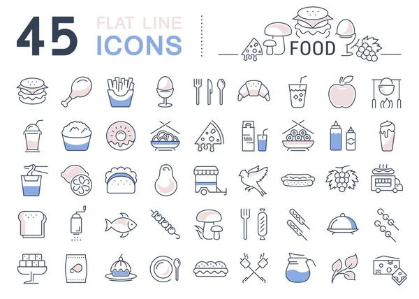 Set Line Iconos Alimentos — Vector de stock