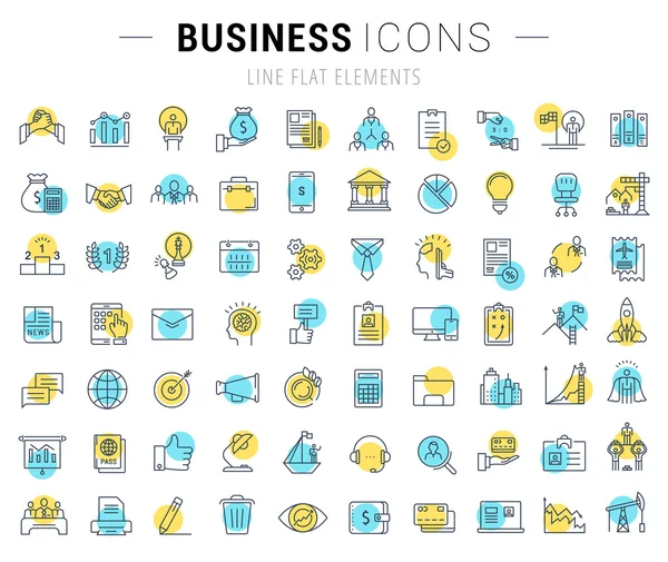 Vektör düz çizgi simgeleri iş ayarla