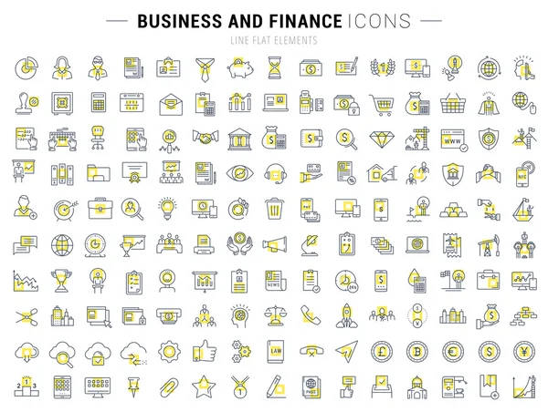 Set Vector Flat Line Iconos Negocios y Finanzas — Vector de stock