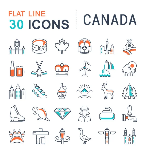 Встановити рівна лінія векторні іконки Канади — стоковий вектор