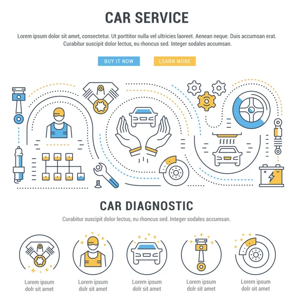 Banner del sitio web y Landing Page Car Service — Vector de stock