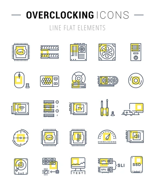 Set Vector Flat Line Iconos Actualización de Ordenador — Archivo Imágenes Vectoriales