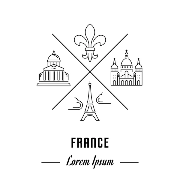 Vector Line Banner Francia — Vector de stock