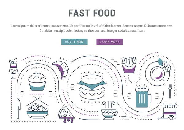Banner van de website en de Landing pagina fastfood — Stockvector