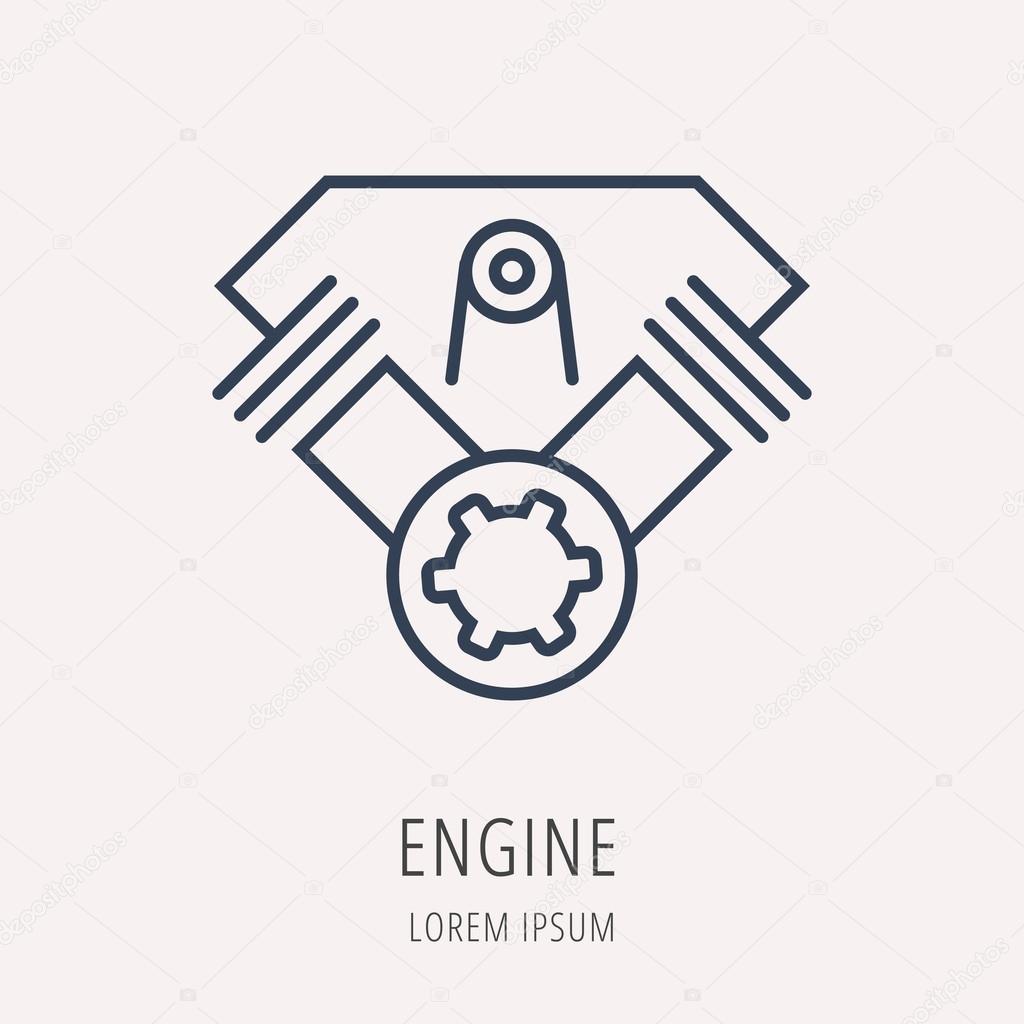 Logo or label Car elements. Line style logotype. Easy to use business template. Vector abstract sign or emblem.