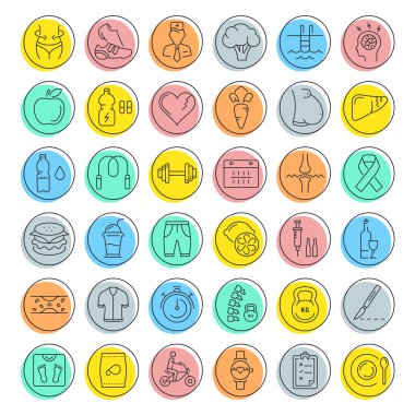 Zayıflama vektör düz çizgi Icons set