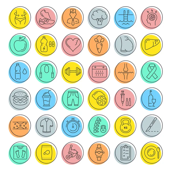 Set de iconos de línea plana de vectores para adelgazar — Vector de stock