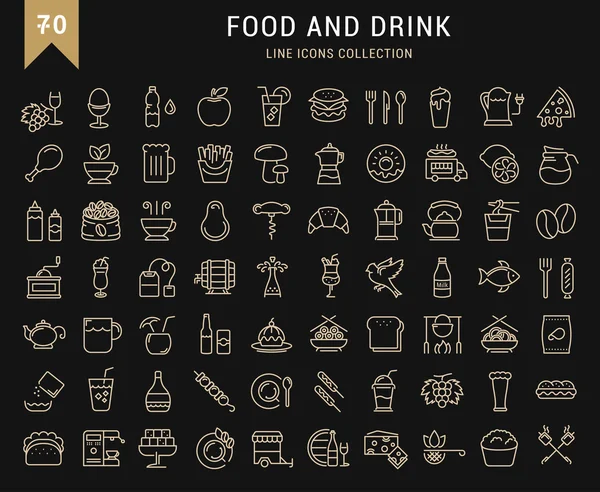 Set Vektor flache Linie Symbole Getränke und Essen — Stockvektor