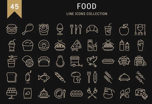 Set Line Iconos Alimentos — Archivo Imágenes Vectoriales