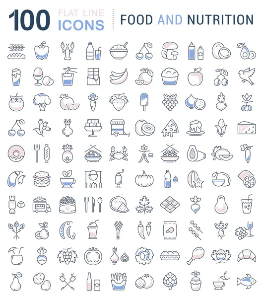 Set ligne icônes nourriture — Image vectorielle