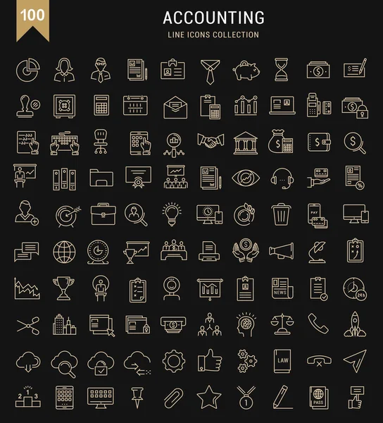 Definir ícones de linha plana vetorial Contabilidade e Finanças — Vetor de Stock