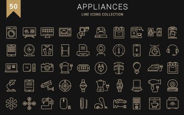 Set Vector Flat Line Icons Appliance clipart
